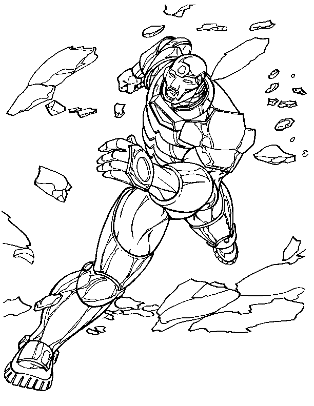 coloriage iron man court